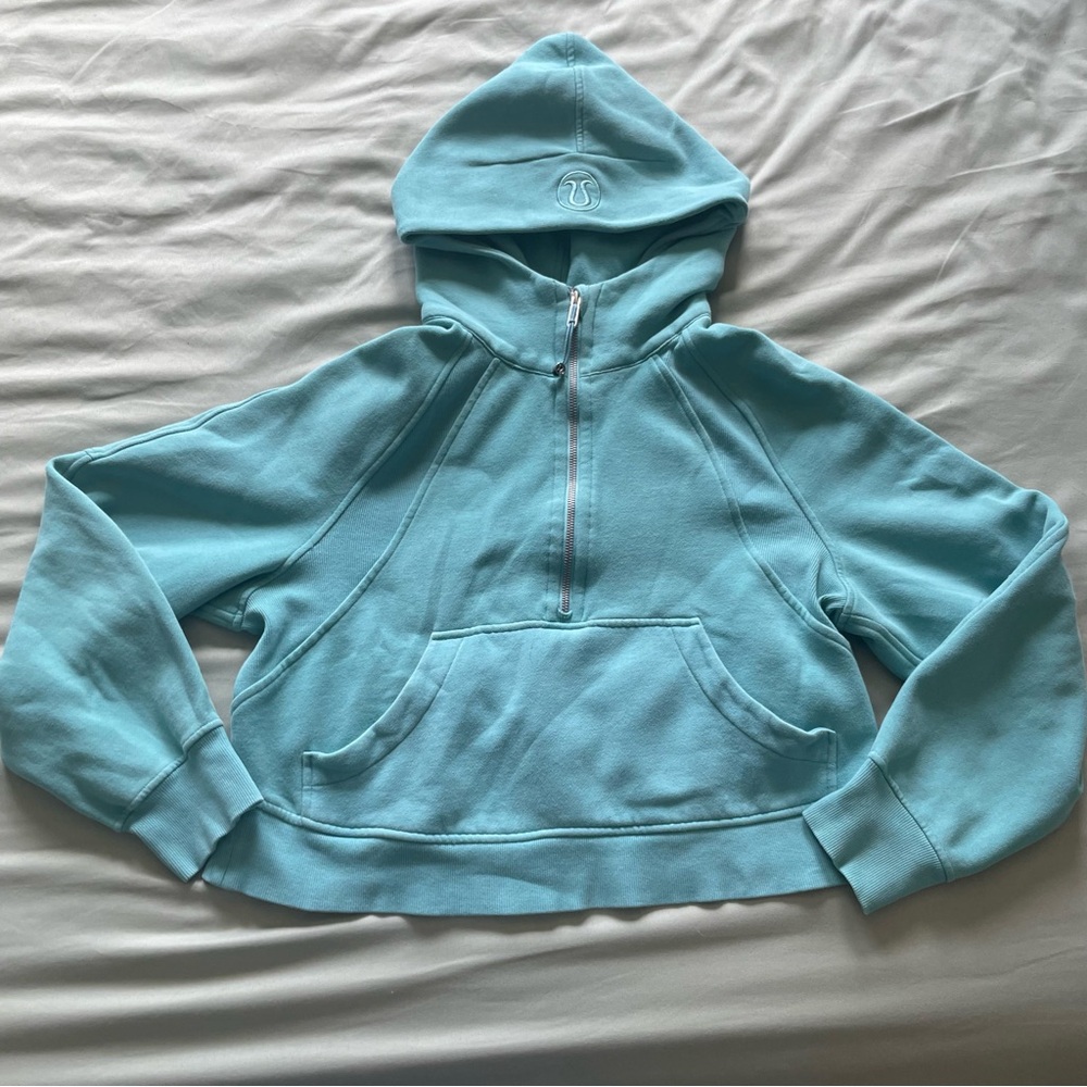 Lululemon Scuba Oversized Half-Zip Crop Hoodie in Light Blue Size XS/S